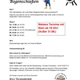 Neue Termine Bogenschießen 2025