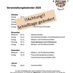 Änderung der Schießzeiten